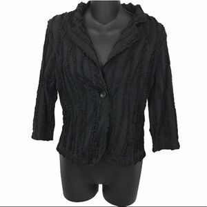 Toni Morgan ruffle ribbon textured black jacket